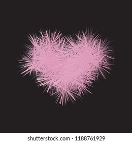 A beautiful voluminous heart with the sharp petals effect. Original floral heart vector illustration. Unusual symbolic print. Great idea for prints, covers, wallpapers, greeting and invitation cards