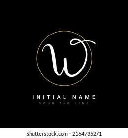 Hermoso vector del logotipo de escritura a mano inicial W. Grabación manual para diseños.