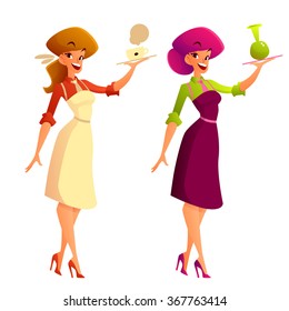 Beautiful Waitress Vector Illustration
