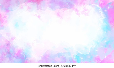 Beautiful wallpaper HD splash watercolor multicolor blue pink, pastel color, abstract texture background.  For google slides/lettering background. Rainbow color, sky, brush strokes wash, Galaxy style.