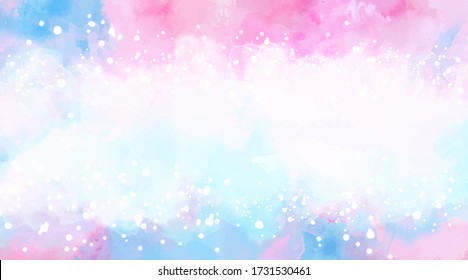 Beautiful wallpaper HD splash watercolor multicolor blue pink, pastel color, abstract texture background.  For google slides/lettering background. Rainbow color, sky, brush strokes wash, Galaxy style.