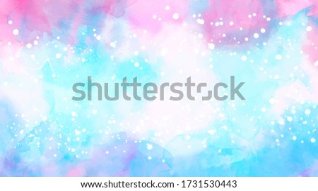 Beautiful wallpaper HD splash watercolor multicolor blue pink, pastel color, abstract texture background.  For google slides/lettering background. Rainbow color, sky, brush strokes wash, Galaxy style.