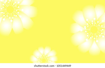 Beautiful Wallpaper with Spring Flowers. Vector Daisies on Yellow Background or Snowdrops Isolated. Template with Spring Flowers in Minimal Style for Invitation, Postcard, Brochure, Wedding, Flyers.