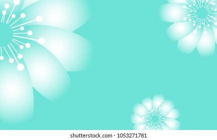 Beautiful Wallpaper with Spring Flowers. Vector Daisies on Blue Background or Snowdrops Isolated. Template with Spring Flowers in Minimal Style for Invitation, Postcard, Brochure, Wedding, Flyers.