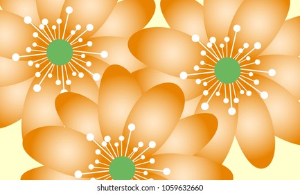 Beautiful Wallpaper with Spring Flowers. Vector Daisies on Orange Background or Snowdrops Isolated. Template with Spring Flowers in Minimal Style for Invitation, Postcard, Brochure, Wedding, Flyers.