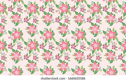 Beautiful wallpaper for spring, with seamless leaf and floral pattern background design.