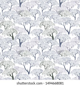 beautiful wallpaper with trees, trees without leaves. Autumn pattern, seamless vector pattern.