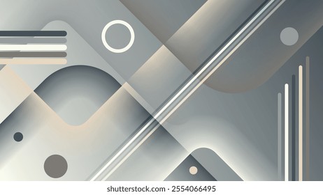 Beautiful wallpapers in gray tones with geometric elements. A beautiful illustration for interior decoration, corporate designs, blogs, postcards, posters and your other projects. Vector. 