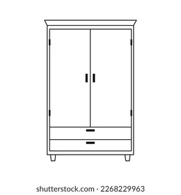 Beautiful wardrobe vector line art illustration.