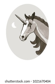 Beautiful warm gray unicorn vector illustration 