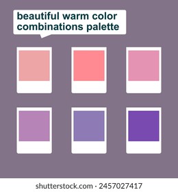 beautiful warm palette of peach to purple color combinations. Elegant pink to purple gradations. combination of colors to create a sunset