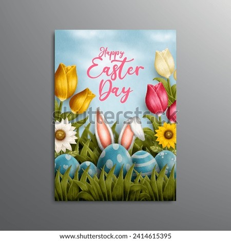 beautiful water color easter day poster template illustration
