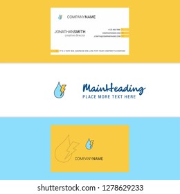 Beautiful Water drop with current Logo and business card. vertical Design Vector