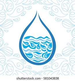 Beautiful water drop. Vector illustration.