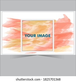 
Beautiful watercolor background banner with frame  Vector
