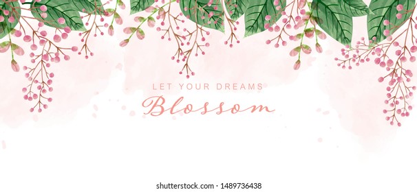 Beautiful watercolor blossom background. Aim use for wallpaper, website banner, backdrop, and background.