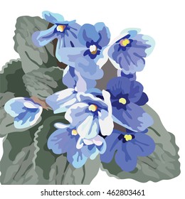 Beautiful Watercolor Blue flowers  background Vector