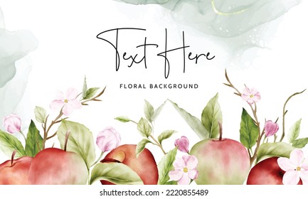 beautiful watercolor botanical apple and pink floral background