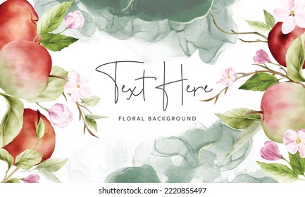 beautiful watercolor botanical apple and pink floral background