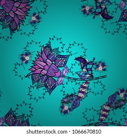 Beautiful watercolor Bouquet of summer flowers seamless pattern.