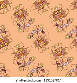 Beautiful watercolor Bouquet of summer flowers seamless pattern.