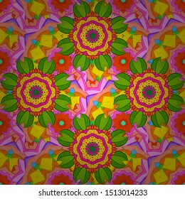 Beautiful watercolor Bouquet of summer flowers seamless pattern.