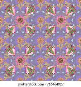 Beautiful watercolor Bouquet of summer flowers seamless pattern.