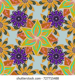 Beautiful watercolor Bouquet of summer flowers seamless pattern.