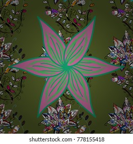 Beautiful watercolor Bouquet of summer flowers seamless pattern.