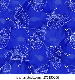 Beautiful watercolor butterflies seamless pattern