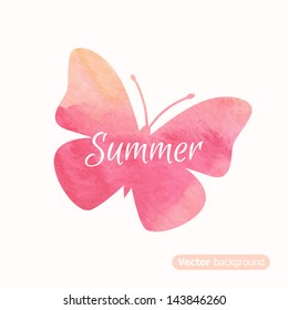 Beautiful watercolor butterfly background. Vector illustration