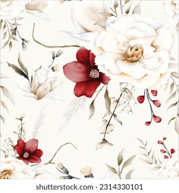 Beautiful Watercolor elegant boho floral seamless pattern