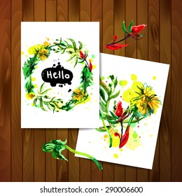 Beautiful watercolor flayers yellow flowers for your design