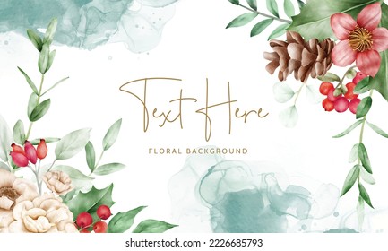 beautiful watercolor floral background with flower and ornamen Christmas