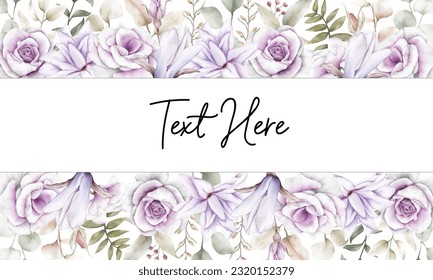beautiful watercolor floral background with purple flower decoration