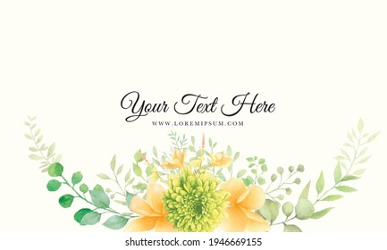 Beautiful watercolor floral background with yellow flower