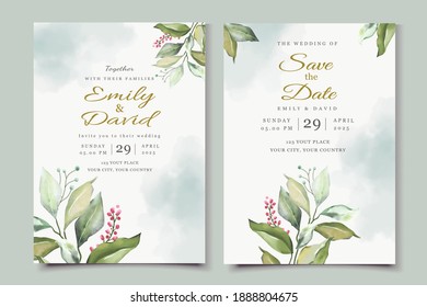 Beautiful watercolor floral invitation card set