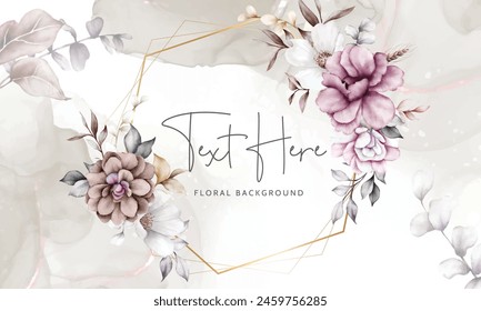 Beautiful watercolor floral and leaf background for banner and frame