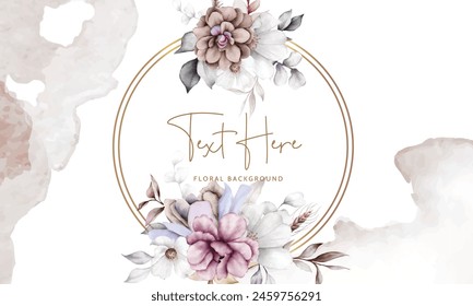 Beautiful watercolor floral and leaf background for banner and frame