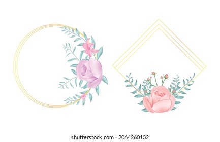 Beautiful Watercolor Floral Rose Template Design Premium Vector