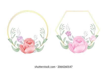 Beautiful Watercolor Floral Rose Template Design Premium Vector