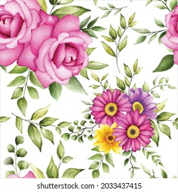 Beautiful watercolor floral seamless pattern