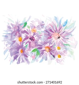 beautiful watercolor floral sprigs of different styles
