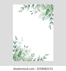 Beautiful watercolor floral wedding card template
