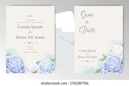 Beautiful Watercolor Floral Wedding Invitation Cards Template