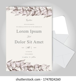 Beautiful Watercolor Floral Wedding Invitation Cards Template