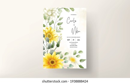 Beautiful watercolor floral wedding invitation card floral design