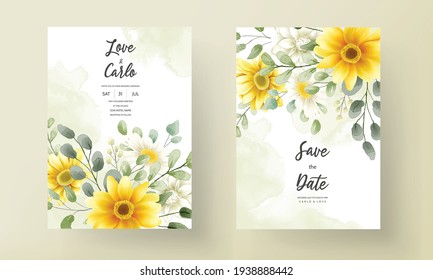 Beautiful watercolor floral wedding invitation card floral design