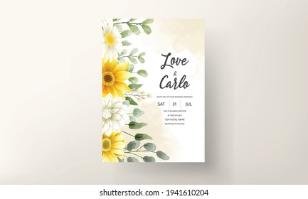 Beautiful watercolor floral wedding invitation card floral design