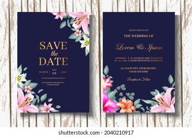 Beautiful watercolor floral wedding invitation card set